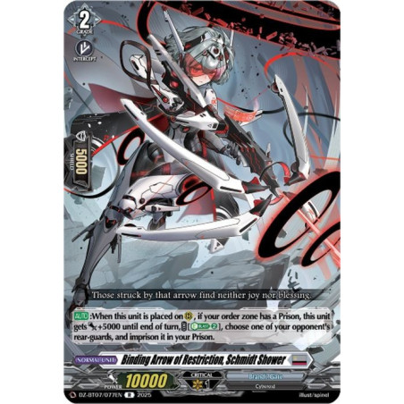 Vanguard_TCG_card_DZ-BT07_077EN_R_Binding_Arrow_of_Restriction_Schmidt_Shower_Moon_Fangs_Cerulean_Blaze