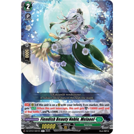 Vanguard_TCG_card_DZ-BT07_087EN_R_Fiendish_Beauty_Noble_Melaoel_Moon_Fangs_Cerulean_Blaze