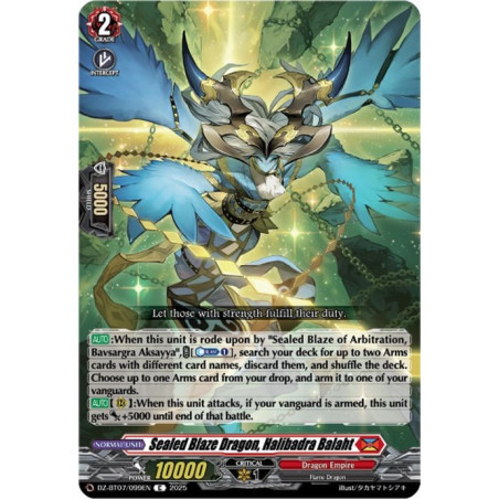Vanguard_TCG_card_DZ-BT07_099EN_C_Sealed_Blaze_Dragon_Halibadra_Balaht_Moon_Fangs_Cerulean_Blaze