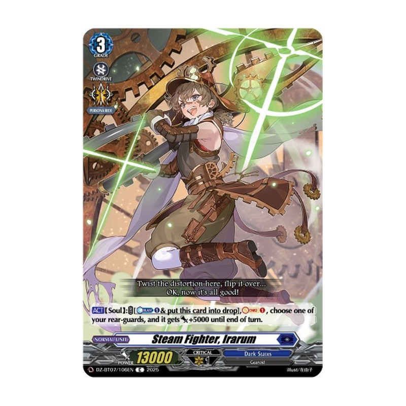 Vanguard_TCG_card_DZ-BT07_106EN_C_Steam_Fighter_Irarum_Moon_Fangs_Cerulean_Blaze
