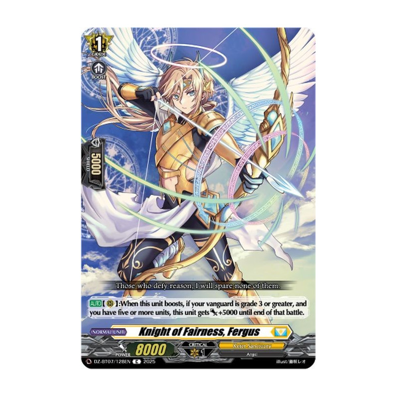 Vanguard_TCG_card_DZ-BT07_128EN_C_Knight_of_Fairness_Fergus_Moon_Fangs_Cerulean_Blaze