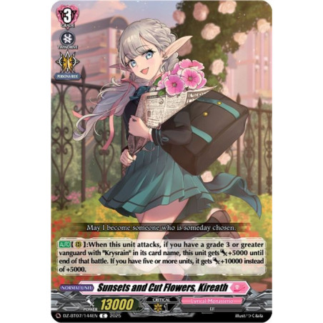 Vanguard_TCG_card_DZ-BT07_144EN_C_Sunsets_and_Cut_Flowers_Kireath_Moon_Fangs_Cerulean_Blaze