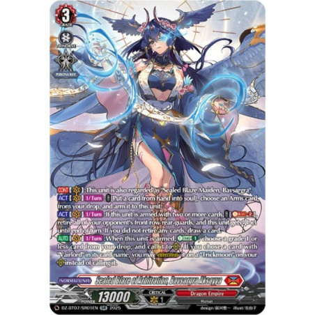 Vanguard_TCG_card_DZ-BT07_SR01EN_SR_Sealed_Blaze_of_Arbitration_Bavsargra_Aksayya_Moon_Fangs_Cerulean_Blaze