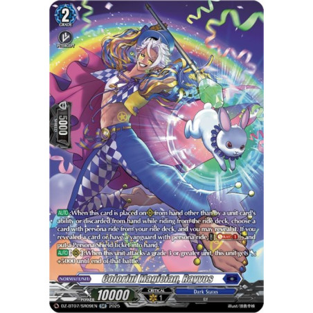 Vanguard_TCG_card_DZ-BT07_SR09EN_SR_Colorful_Magician_Rayvos_Moon_Fangs_Cerulean_Blaze