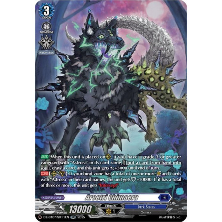 Vanguard_TCG_card_DZ-BT07_SR11EN_SR_Arcetri_Chimaera_Moon_Fangs_Cerulean_Blaze