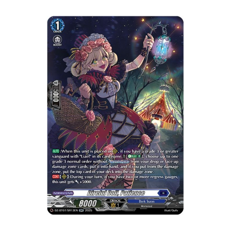 Vanguard_TCG_card_DZ-BT07_SR13EN_SR_Direful_Doll_Patience_Moon_Fangs_Cerulean_Blaze
