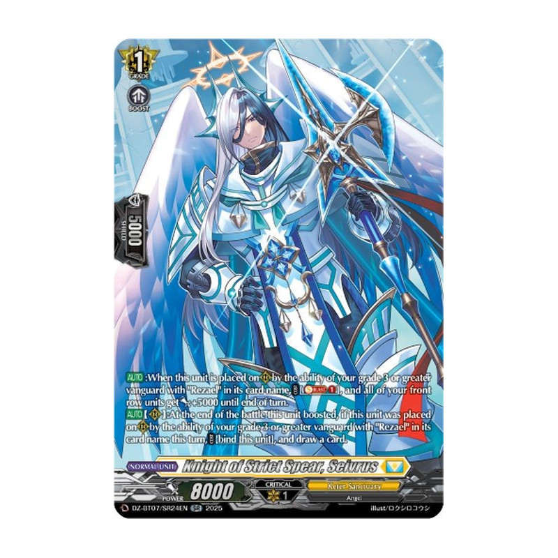Vanguard_TCG_card_DZ-BT07_SR24EN_SR_Knight_of_Strict_Spear_Seivrus_Moon_Fangs_Cerulean_Blaze