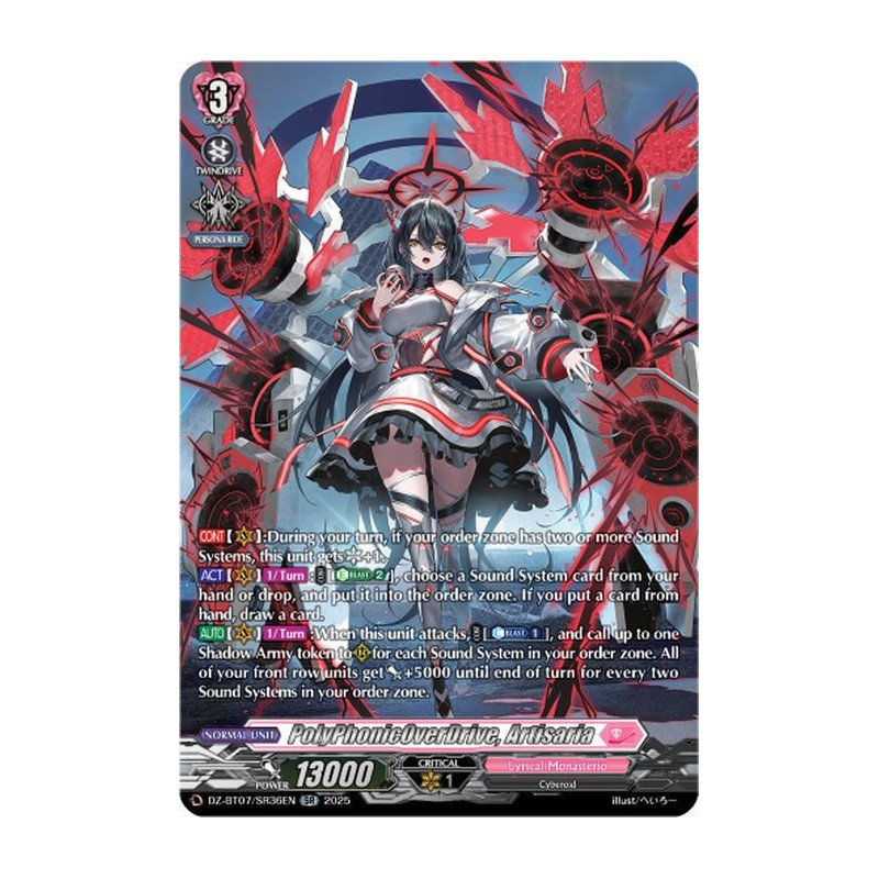 Vanguard_TCG_card_DZ-BT07_SR36EN_SR_PolyPhonicOverDrive_Artisaria_Moon_Fangs_Cerulean_Blaze