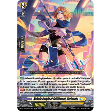 Vanguard_TCG_card_DZ-BT09_033EN_RR_Nebula_Knight_of_Fulfillment_Corleanis_Super_Brave_Detonation