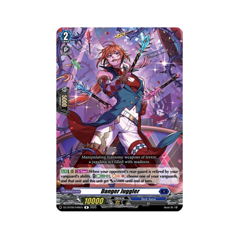 Vanguard_TCG_card_DZ-BT09_046EN_R_Danger_Juggler_Super_Brave_Detonation