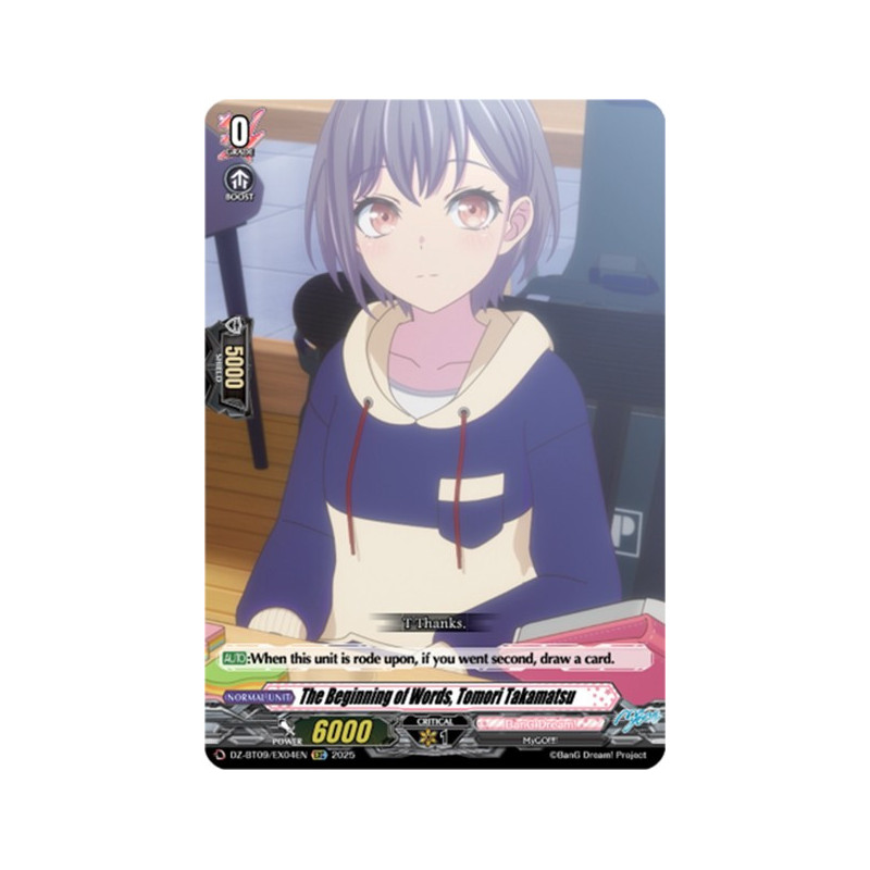 Vanguard_TCG_card_DZ-BT09_EX04EN_EXC_The_Beginning_of_Words_Tomori_Takamatsu_Super_Brave_Detonation