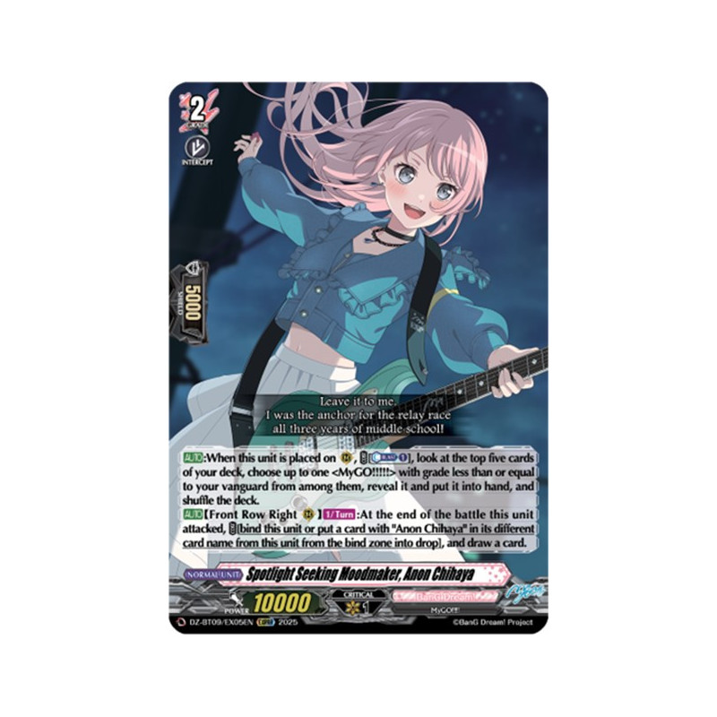 Vanguard_TCG_card_DZ-BT09_EX05EN_EXRRR_Spotlight_Seeking_Moodmaker_Anon_Chihaya_Super_Brave_Detonation