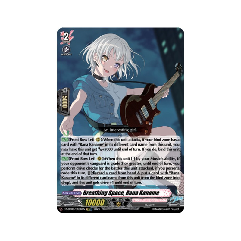 Vanguard_TCG_card_DZ-BT09_EX06EN_EXRRR_Breathing_Space_Rana_Kaname_Super_Brave_Detonation
