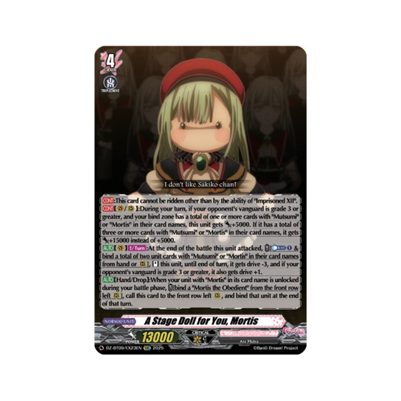Vanguard_TCG_card_DZ-BT09_EX23EN_EXC_A_Stage_Doll_for_You_Mortis_Super_Brave_Detonation