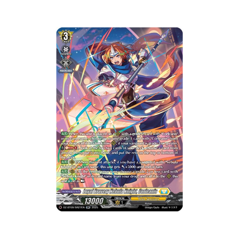 Vanguard_TCG_card_DZ-BT09_SR27EN_SR_Loyal_Bravery_Nebula_Knight_Corleanis_Super_Brave_Detonation