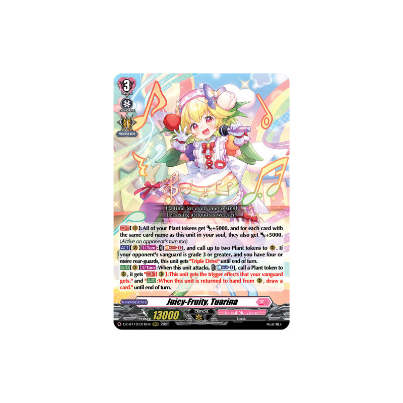 Vanguard_TCG_card_DZ-BT10_016EN_RRR_Juicy-Fruity_Tuarina_Dragonsoul_Resonance
