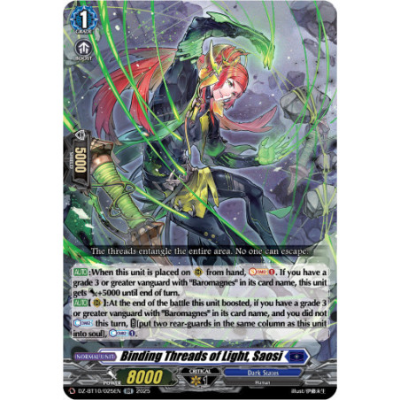 Vanguard_TCG_card_DZ-BT10_025EN_RR_Binding_Threads_of_Light_Saosi_Dragonsoul_Resonance