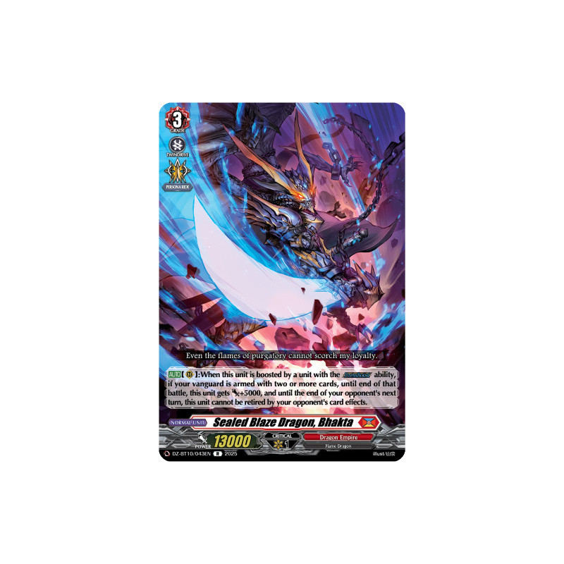 Vanguard_TCG_card_DZ-BT10_043EN_R_Sealed_Blaze_Dragon_Bhakta_Dragonsoul_Resonance