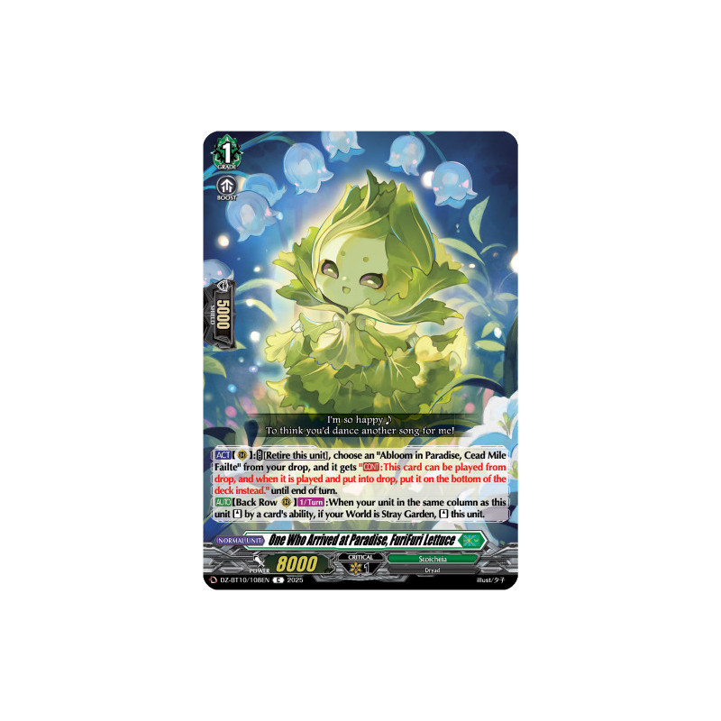 Vanguard_TCG_card_DZ-BT10_108EN_C_One_Who_Arrived_at_Paradise_FuriFuri_Lettuce_Dragonsoul_Resonance
