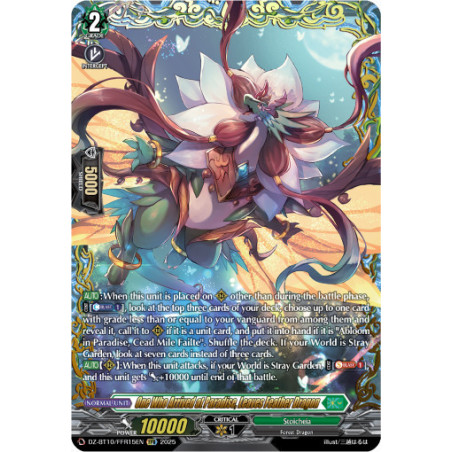 Vanguard_TCG_card_DZ-BT10_FFR15EN_FFR_One_Who_Arrived_at_Paradise_Leaves_Feather_Dragon_Dragonsoul_Resonance