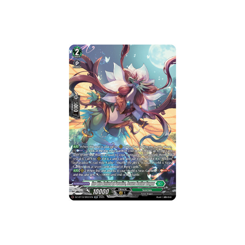 Vanguard_TCG_card_DZ-BT10_SR31EN_SR_One_Who_Arrived_at_Paradise_Leaves_Feather_Dragon_Dragonsoul_Resonance