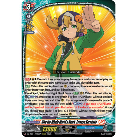 Vanguard_TCG_card_DZ-TB01_009EN_RRR_Give_the_Whole_World_a_Spark_Tetsuya_Kurodake_Future_Card_Buddyfight