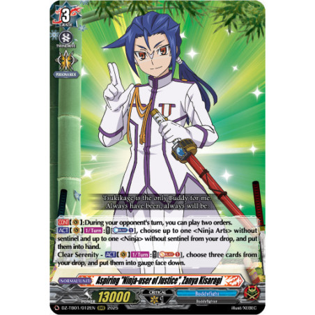 Vanguard_TCG_card_DZ-TB01_012EN_RRR_Aspiring_Ninja-user_of_Justice_Zanya_Kisaragi_Future_Card_Buddyfight