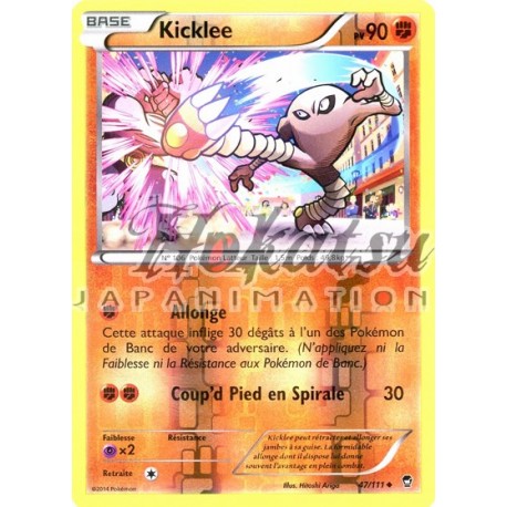 XY3:Poings Furieux 47/111 Carte Pokemon Neuve Française Kicklee Reverse 