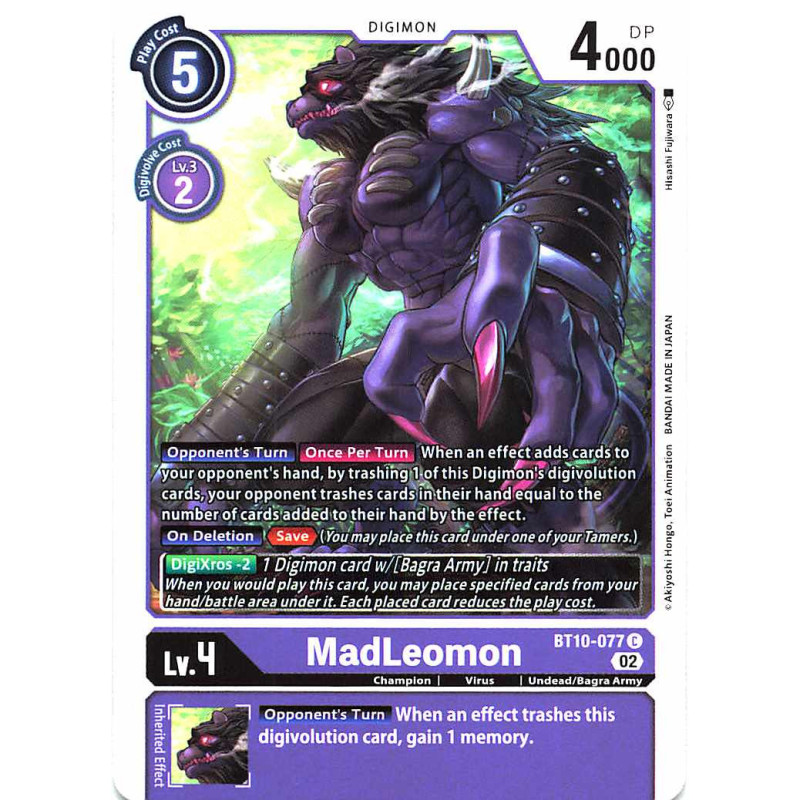 Digimon_TCG_BT10-077_MadLeomon_Common_Xros_Encounter_Card_Game