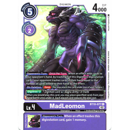 Digimon_TCG_BT10-077_MadLeomon_Common_Xros_Encounter_Card_Game