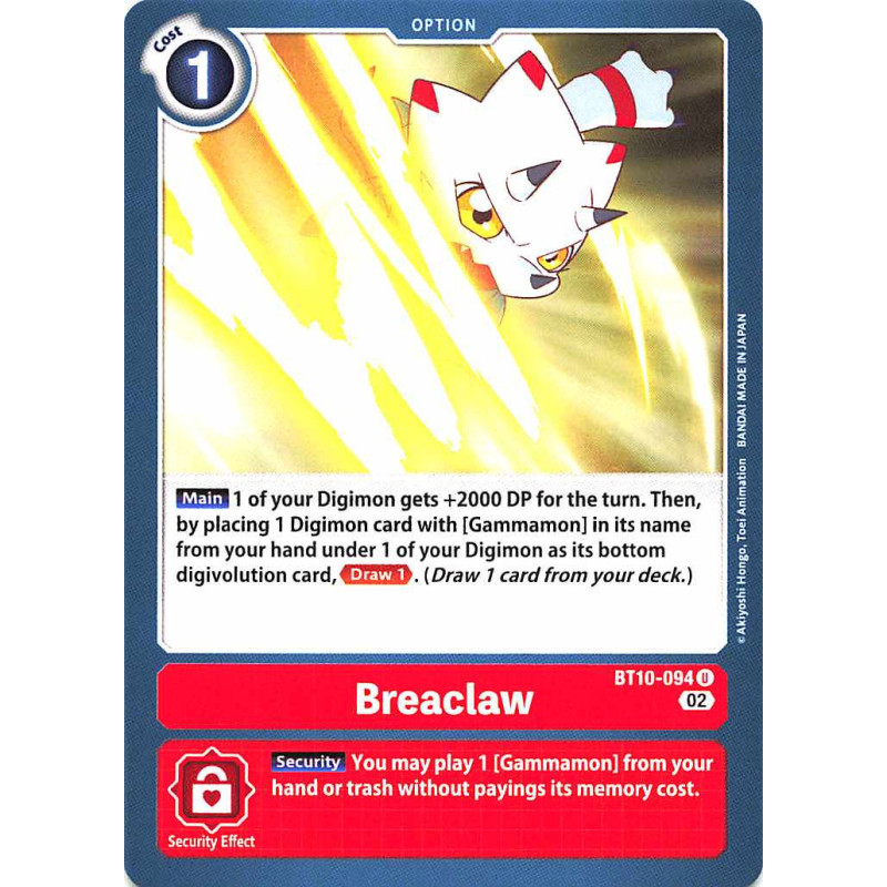 Digimon_TCG_BT10-094_Breaclaw_Uncommon_Xros_Encounter_Card_Game
