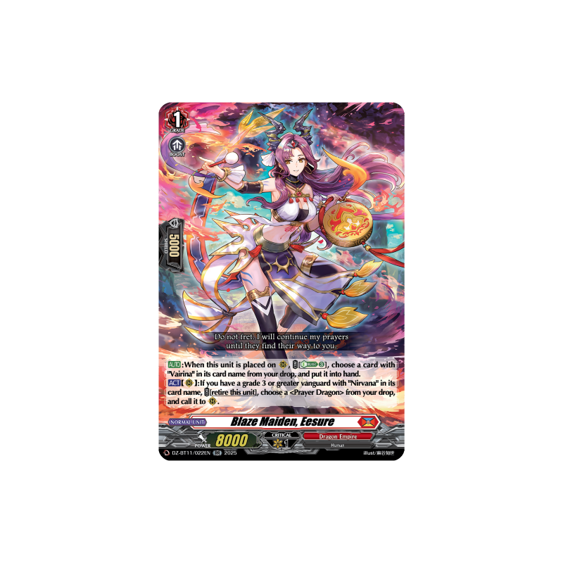Vanguard_TCG_card_DZ-BT11_022EN_RR_Blaze_Maiden_Eesure_Symphony_of_Might_Bloom