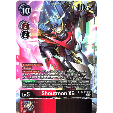 Digimon_TCG_BT10-013_Shoutmon_X5_Alternative_Art_Xros_Encounter_Card_Game