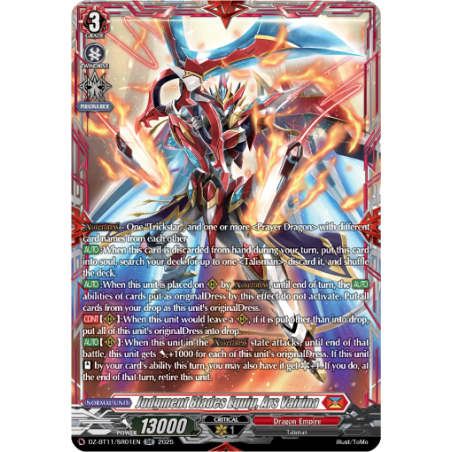 Vanguard_TCG_card_DZ-BT11_SR01EN_SR_Judgment_Blades_Equip_Ars_Vairina_Symphony_of_Might_Bloom