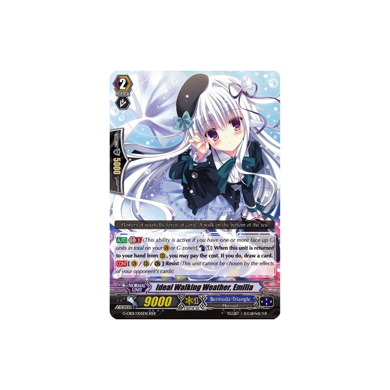 Vanguard_TCG_card_G-CB01_005EN_RRR_Ideal_Walking_Weather_Emilia_Academy_of_Divas