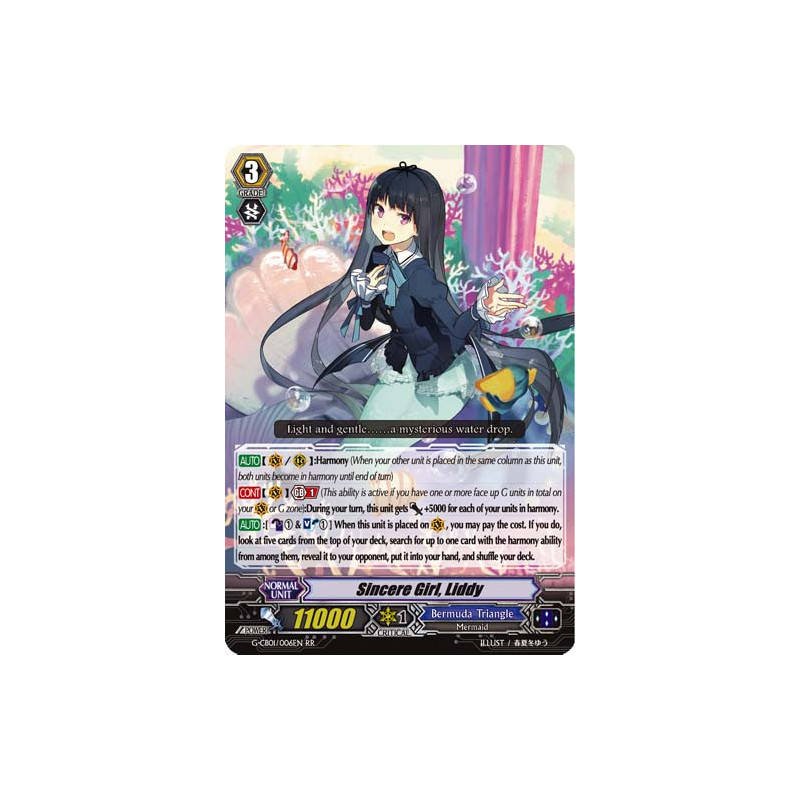 Vanguard_TCG_card_G-CB01_006EN_RR_Sincere_Girl_Liddy_Academy_of_Divas