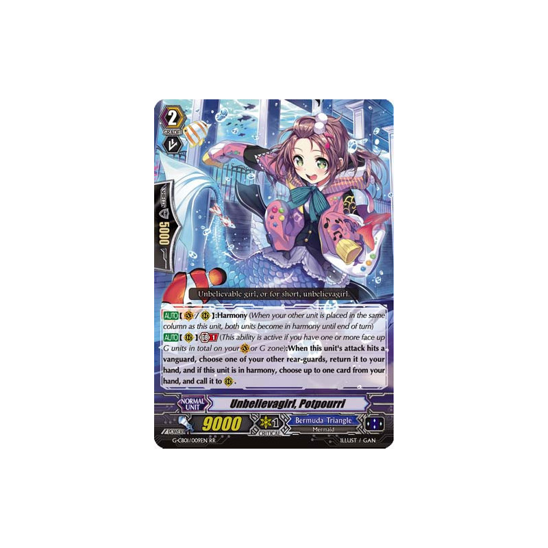 Vanguard_TCG_card_G-CB01_009EN_RR_Unbelievagirl_Potpourri_Academy_of_Divas
