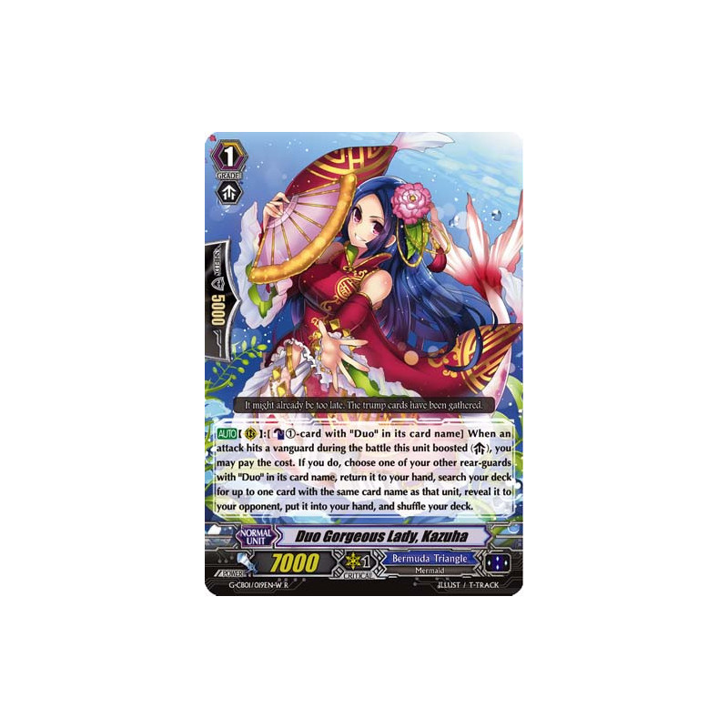 Vanguard_TCG_card_G-CB01_019EN-W_R_Duo_Gorgeous_Lady_Kazuha_Academy_of_Divas