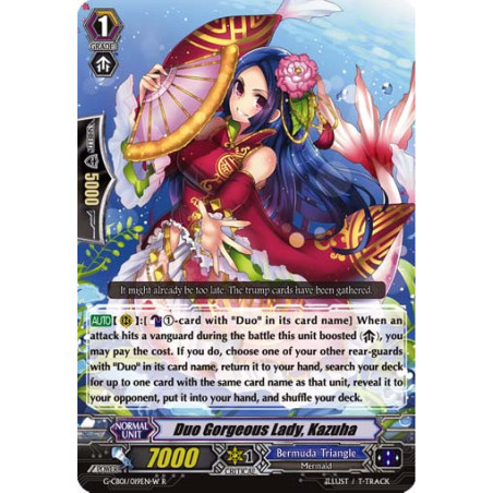 Vanguard_TCG_card_G-CB01_019EN-W_R_Duo_Gorgeous_Lady_Kazuha_Academy_of_Divas