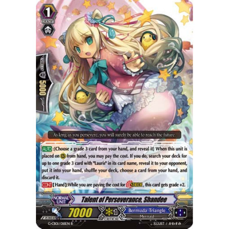 Vanguard_TCG_card_G-CB01_018EN_Foil_Foil-R_Talent_of_Perseverance_Shandee_Academy_of_Divas