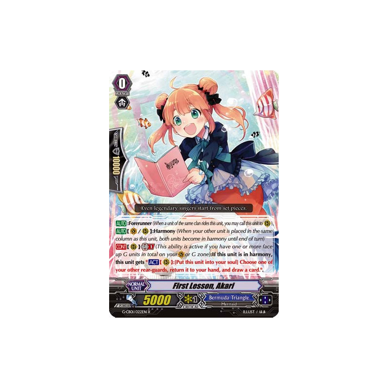 Vanguard_TCG_card_G-CB01_022EN_Foil_Foil-R_First_Lesson_Akari_Academy_of_Divas