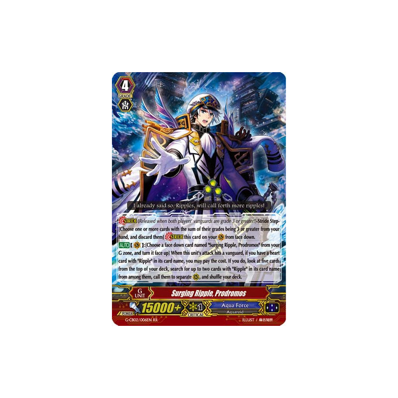 Vanguard_TCG_card_G-CB02_006EN_RR_Surging_Ripple_Prodromos_Commander_of_the_Incessant_Waves