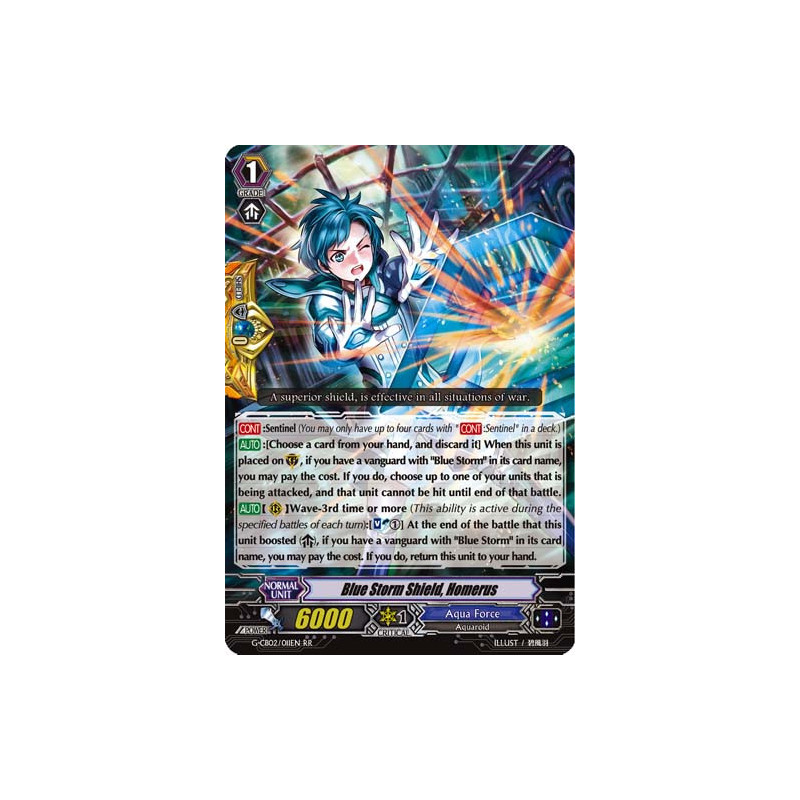 Vanguard_TCG_card_G-CB02_011EN_RR_Blue_Storm_Shield_Homerus_Commander_of_the_Incessant_Waves