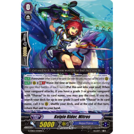 Vanguard_TCG_card_G-CB02_035EN_C_Kelpie_Rider_Mitros_Commander_of_the_Incessant_Waves