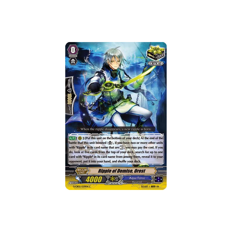 Vanguard_TCG_card_G-CB02_039EN_C_Ripple_of_Demise_Orest_Commander_of_the_Incessant_Waves