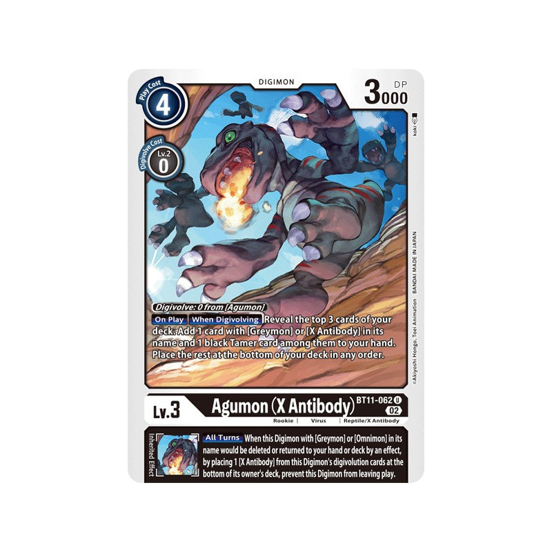 Digimon_TCG_BT11-062_FOIL_Agumon_(X_Antibody)Foil_Dimensional_Phase_Card_Game