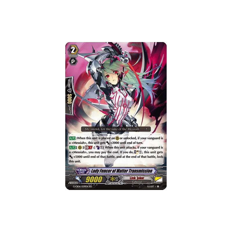 Vanguard_TCG_card_G-CB06_009EN_RR_Lady_Fencer_of_Matter_Transmission_Rondeau_of_Chaos_Salvation