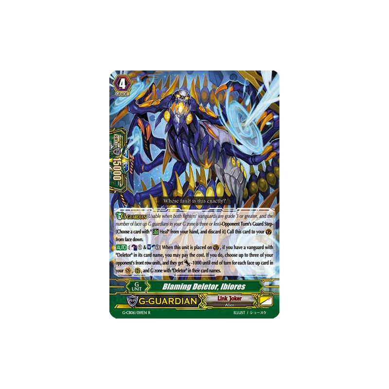 Vanguard_TCG_card_G-CB06_019EN_R_Blaming_Deletor_Ibiores_Rondeau_of_Chaos_Salvation
