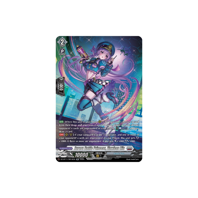 Vanguard_TCG_card_DZ-BT11_SR16EN_SR_Aurora_Battle_Princess_Flawless_Lila_Symphony_of_Might_Bloom