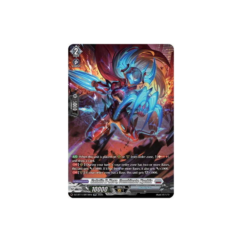 Vanguard_TCG_card_DZ-BT11_SR19EN_SR_Galatic_B-Hero_Combinate_Nychia_Symphony_of_Might_Bloom